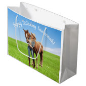 Paard Meisje Verjaardag Viering Speciaal Bericht Groot Cadeauzakje (Voorkant Gekanteld)