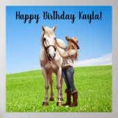 Paard Meisje Verjaardag Viering Speciaal Bericht Poster (Voorkant)