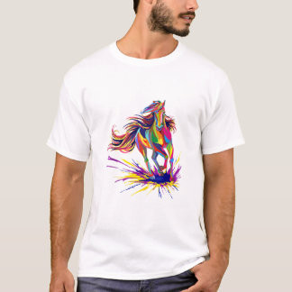 Paard meisje waterverf paardrijden racen Eque T-shirt