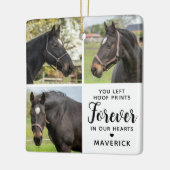 Paard Memorial Gepersonaliseerde 3 Pet Photo Colla Keramisch Ornament (Links)