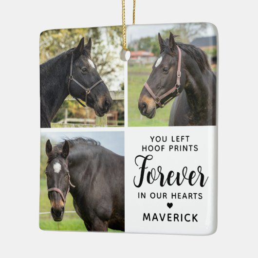 Paard Memorial Gepersonaliseerde 3 Pet Photo Colla Keramisch Ornament (Links)