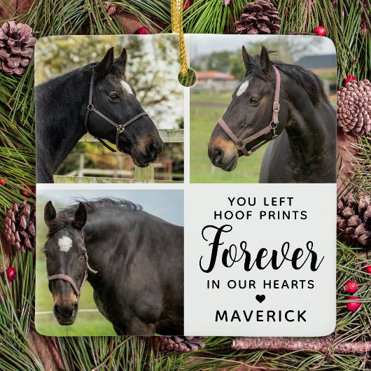 Paard Memorial Gepersonaliseerde 3 Pet Photo Colla Keramisch Ornament