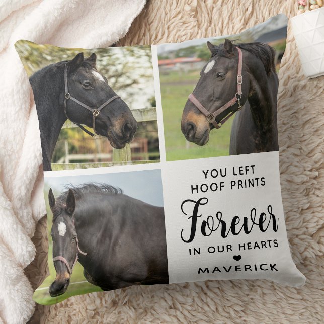 Paard Memorial Gepersonaliseerde 3 Pet Photo Colla Kussen (Creator heeft geüpload)