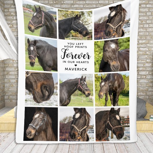 Paard Memorial Gepersonaliseerde Pet Photo Collage Fleece Deken