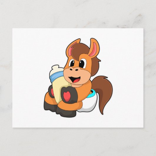 Paard met babyfles briefkaart (Voorkant)
