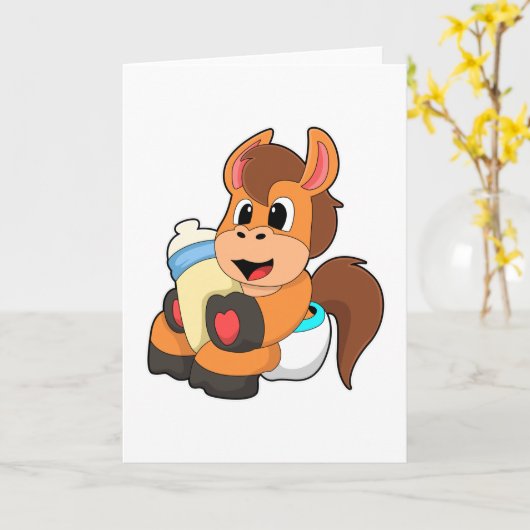 Paard met babyfles kaart (Gele Bloem)