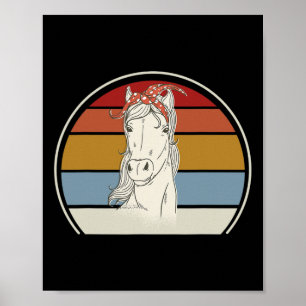 Paard met Bandana Paardenliefhebber Rijden Horen Poster