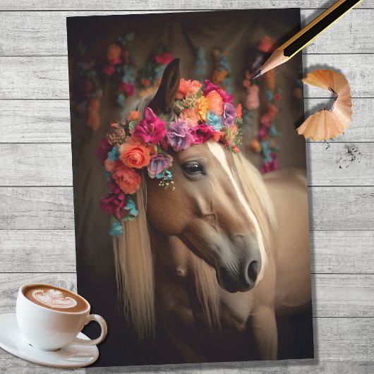 Paard met Bloemen Decoraties 2 Decoupage papier