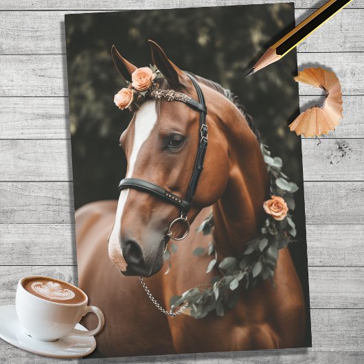 Paard met Bloemen Decoraties 4 Decoupage papier