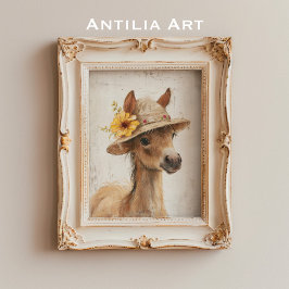 Paard met Bloemen Pet Rustiek Boerderij Dier Pony Poster