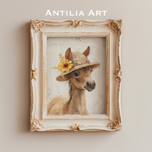 Paard met Bloemen Pet Rustiek Boerderij Dier Pony Poster