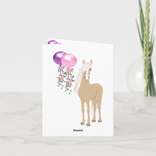  paard met bloemen roze en periwinkle bedankkaart (Achterkant)