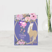  paard met bloemen roze en periwinkle bedankkaart (Voorkant)