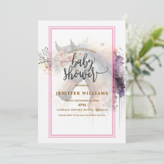 Paard met bloemenkrans. kaart (Staand voorkant)