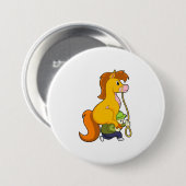 Paard met Boy.PNG Ronde Button 7,6 Cm (Voorkant /achterkant)