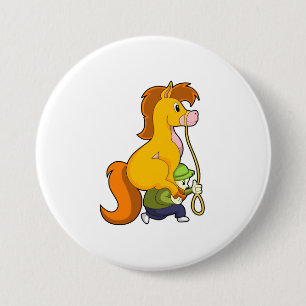 Paard met Boy.PNG Ronde Button 7,6 Cm