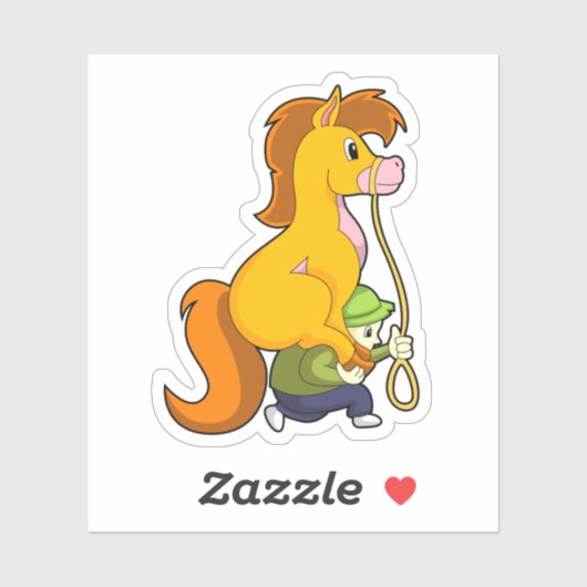 Paard met Boy.PNG Sticker (Vel)