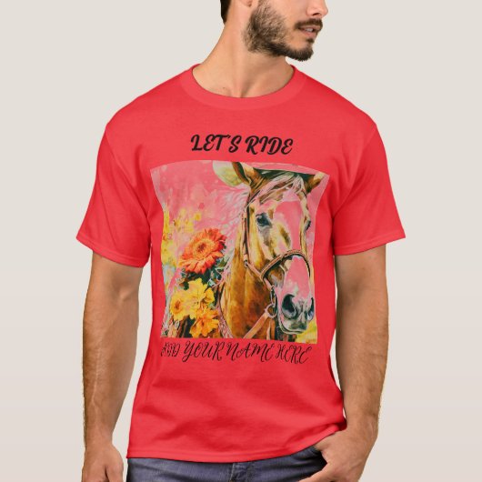  paard met cowboy pet t-shirt (Voorkant)