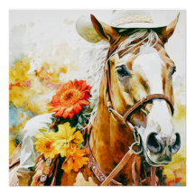  paard met cowgirl pet