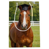 Paard met een afstudeerhoed medium cadeauzakje (Voorkant)