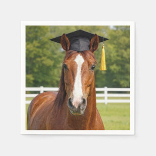 Paard met een afstudeerhoed servet