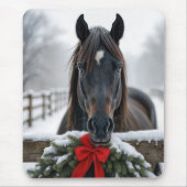 Paard met een kerstkrans muismat (Voorkant)