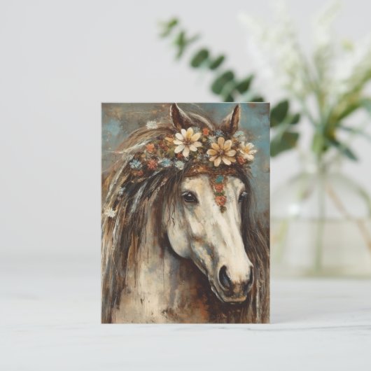 Paard met een kroon briefkaart (Staand voorkant)