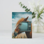Paard met een tv-gezicht briefkaart (Staand voorkant)
