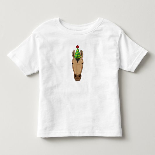 Paard met feesthoedje kinder shirts (Voorkant)