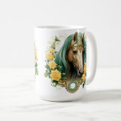  PAARD MET GELE ROZEN EN GOUDEN LIJST KOFFIEMOK (Voorkant rechts)