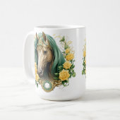  PAARD MET GELE ROZEN EN GOUDEN LIJST KOFFIEMOK (Voorkant links)