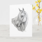 Paard met golvende manen Potloodportret blanco Kaart (Gele Bloem)