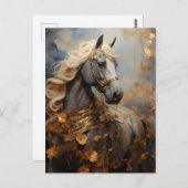 Paard met gouden halster briefkaart (Voorkant / Achterkant)