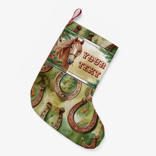 Paard met Hoefijzers Achtergrond Kleine Kerstsok (Voorkant (Hangend))