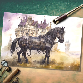 Paard met kasteel Steampunk 1 Decoupage papier