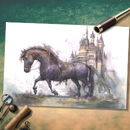 Paard met kasteel Steampunk 2 Decoupage papier
