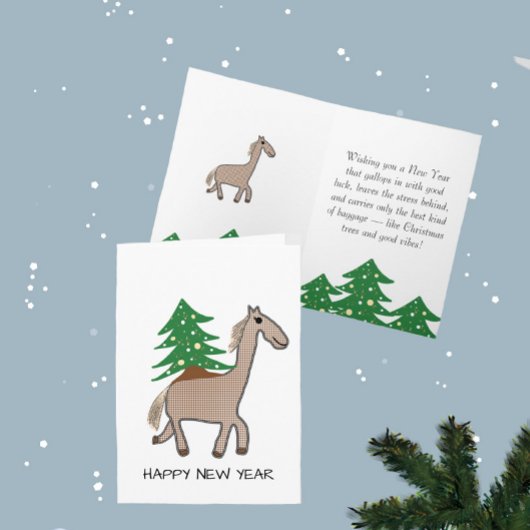 Paard met kerstboom kaart