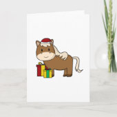 Paard met kerstmuts & cadeaus kaart (Voorkant)