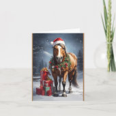 Paard met kerstmuts en kerstcadeaus bedankkaart (Voorkant)