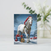 Paard met kerstmuts en kerstcadeaus briefkaart (Staand voorkant)