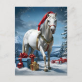 Paard met kerstmuts en kerstcadeaus briefkaart (Voorkant)