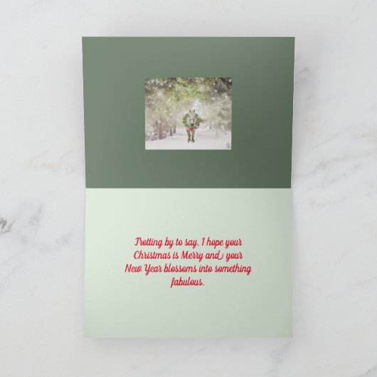 PAARD MET KRANS KERSTMIS KAART (Binnen)