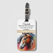 Paard met levendig manen  bagagelabel (Voorkant (verticaal))