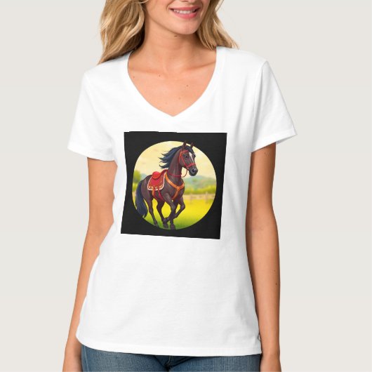Paard met levendige achtergrond t-shirt (Voorkant)