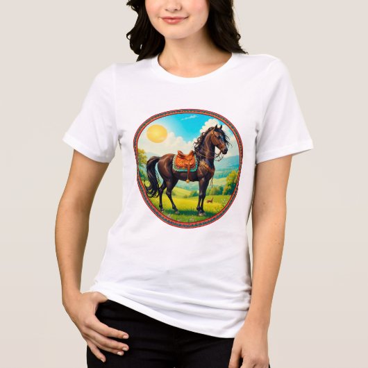 Paard met levendige achtergrond Tri-Blend shirt (Voorkant)