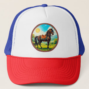 Paard met levendige achtergrond trucker pet