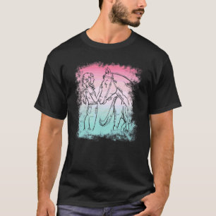 Paard met meisje voor paardrijden paard t-shirt