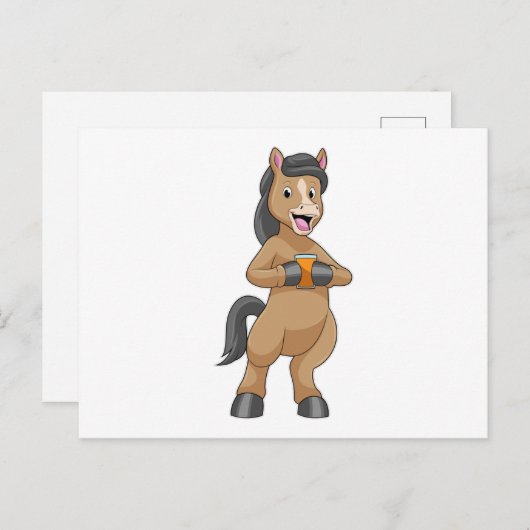Paard met mok sinaasappelsap briefkaart (Voorkant / Achterkant)