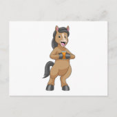Paard met mok sinaasappelsap briefkaart (Voorkant)