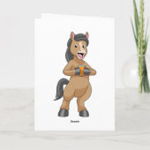 Paard met mok sinaasappelsap kaart (Achterkant)